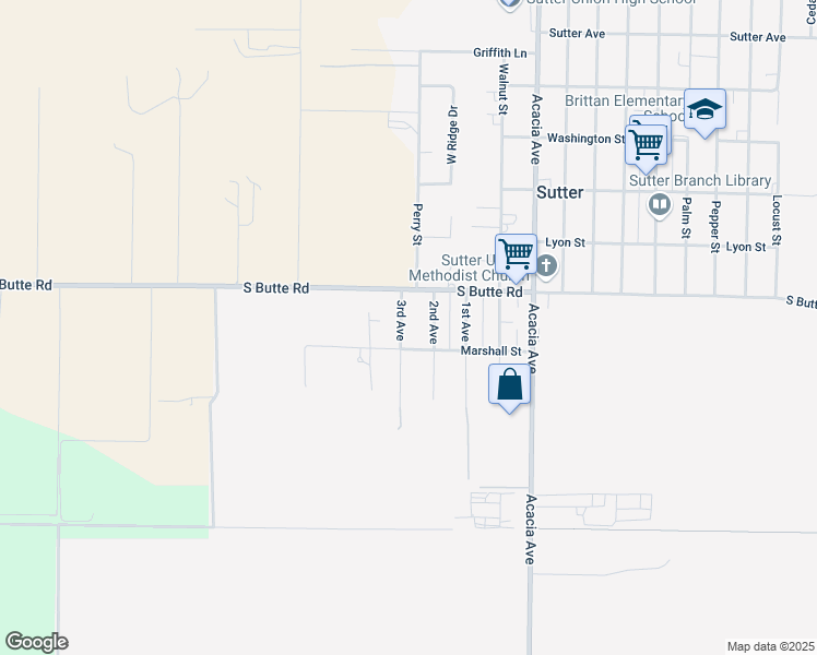 map of restaurants, bars, coffee shops, grocery stores, and more near 1935 3rd Avenue in Sutter