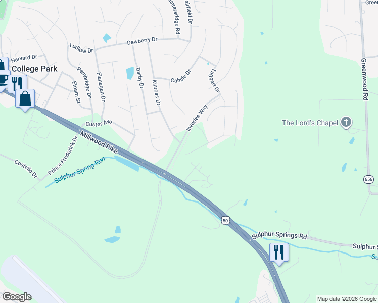 map of restaurants, bars, coffee shops, grocery stores, and more near 148 Poe Drive in Winchester