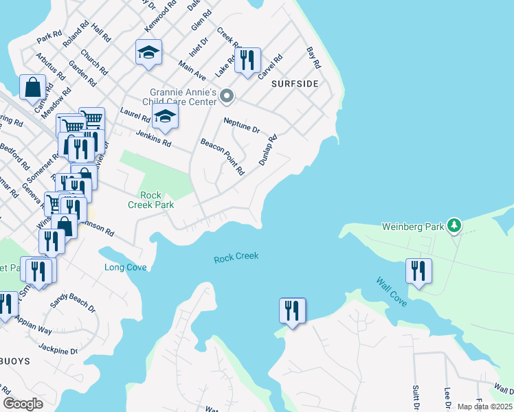 map of restaurants, bars, coffee shops, grocery stores, and more near 306 Bar Harbor Road in Pasadena