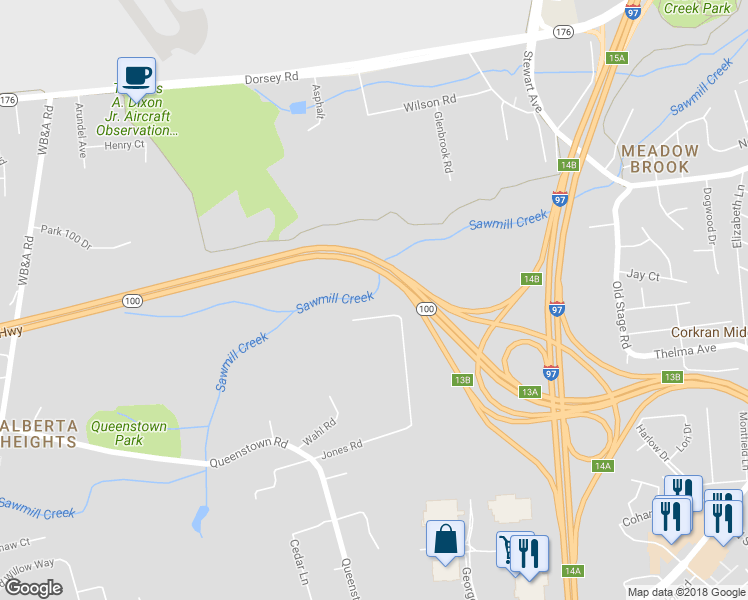 map of restaurants, bars, coffee shops, grocery stores, and more near 511 Jones Road in Severn