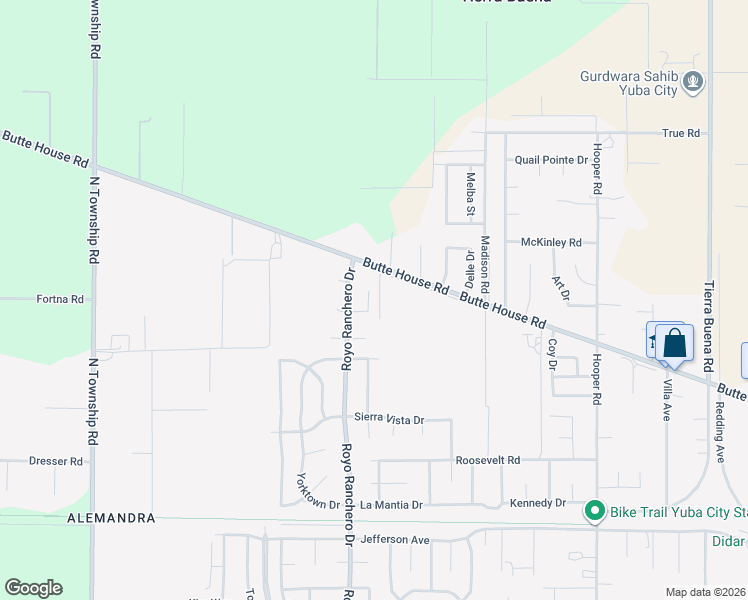 map of restaurants, bars, coffee shops, grocery stores, and more near 3310 Brandywine Drive in Yuba City
