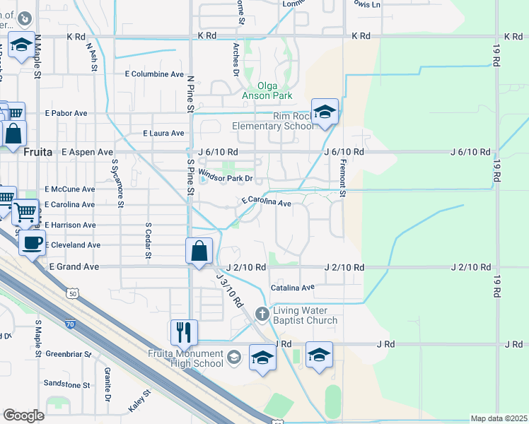 map of restaurants, bars, coffee shops, grocery stores, and more near 287 Sargent Circle in Fruita