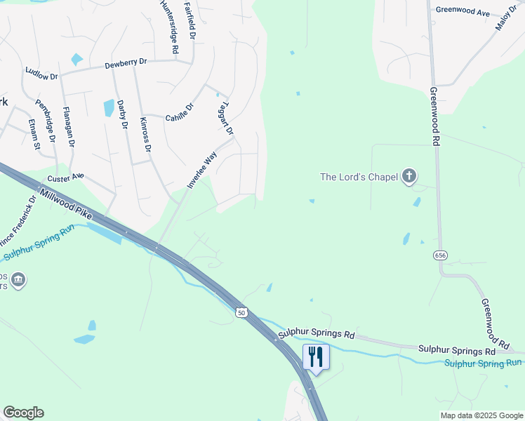 map of restaurants, bars, coffee shops, grocery stores, and more near 155 Nevermore Drive in Winchester