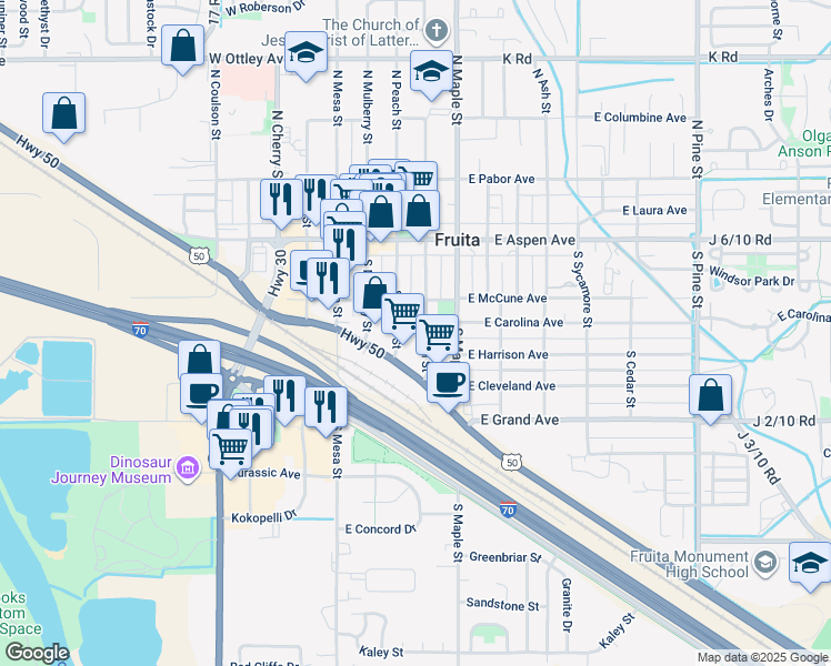map of restaurants, bars, coffee shops, grocery stores, and more near 333 Highway 6 And 50 in Fruita