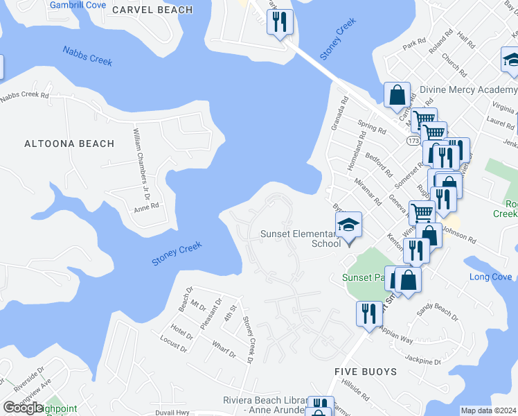 map of restaurants, bars, coffee shops, grocery stores, and more near 873 New London Harbour in Pasadena
