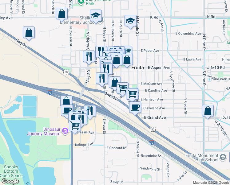 map of restaurants, bars, coffee shops, grocery stores, and more near in 