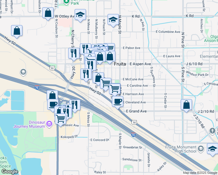 map of restaurants, bars, coffee shops, grocery stores, and more near 333 Highway 6 And 50 in Fruita