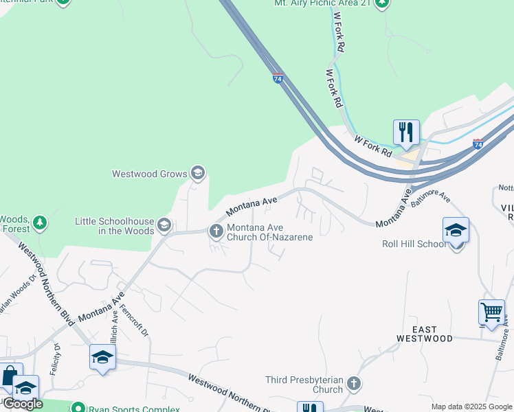 map of restaurants, bars, coffee shops, grocery stores, and more near 2481 Montana Avenue in Cincinnati