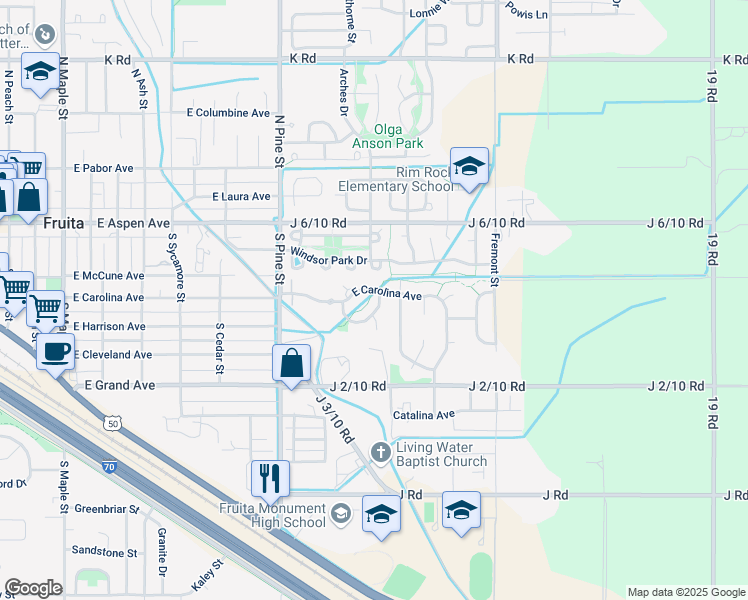 map of restaurants, bars, coffee shops, grocery stores, and more near 298 Sargent Circle in Fruita
