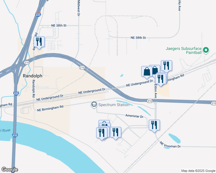 map of restaurants, bars, coffee shops, grocery stores, and more near in Kansas City
