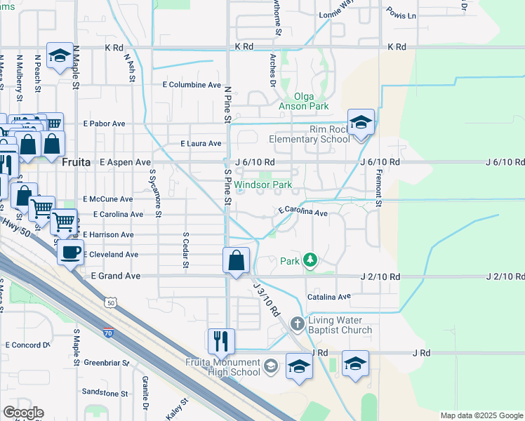 map of restaurants, bars, coffee shops, grocery stores, and more near 213 Sargent Circle in Fruita
