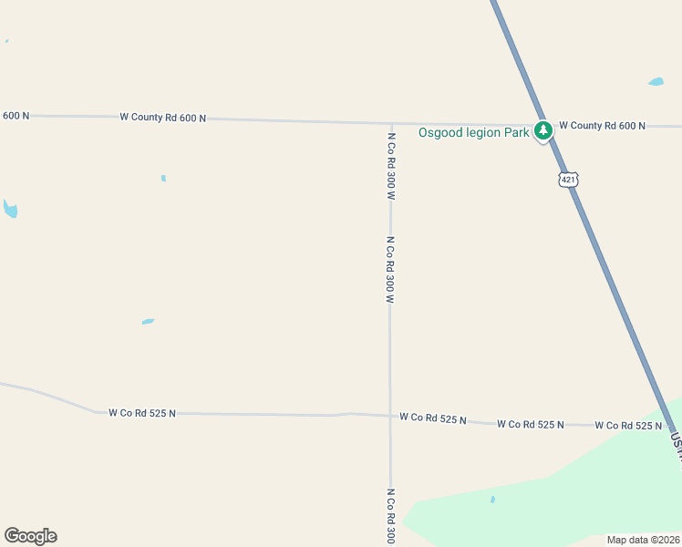 map of restaurants, bars, coffee shops, grocery stores, and more near 5566 North Co Road 300 West in Osgood