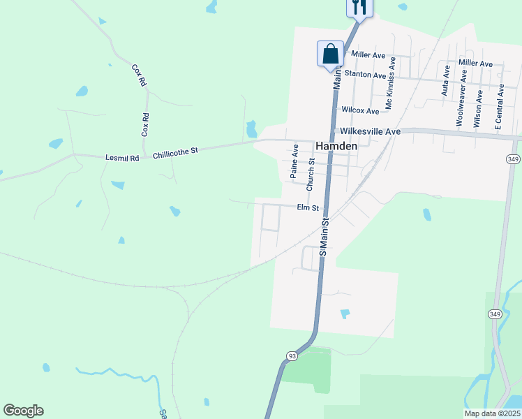 map of restaurants, bars, coffee shops, grocery stores, and more near 28500 Saint Rt 160 in Hamden