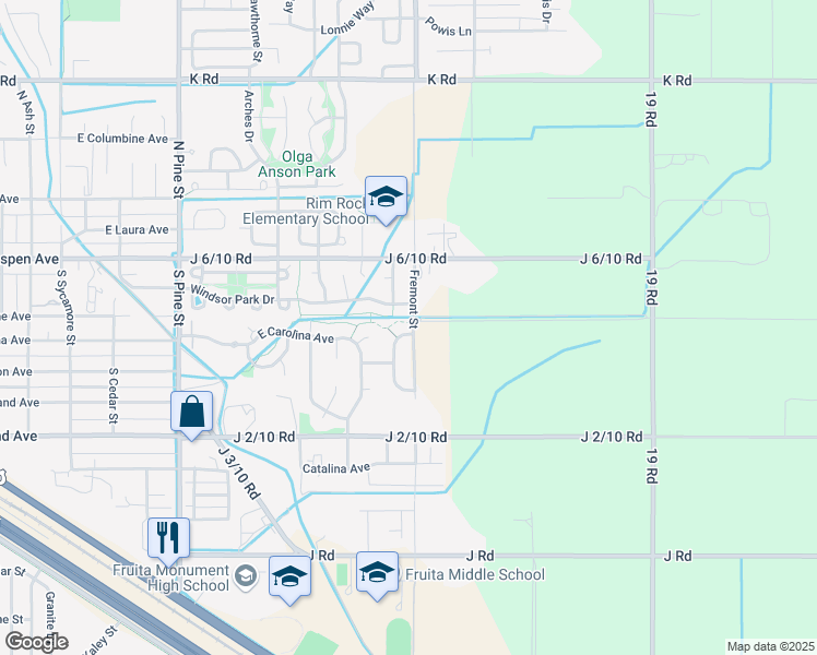 map of restaurants, bars, coffee shops, grocery stores, and more near 129 Drumlin Circle in Fruita