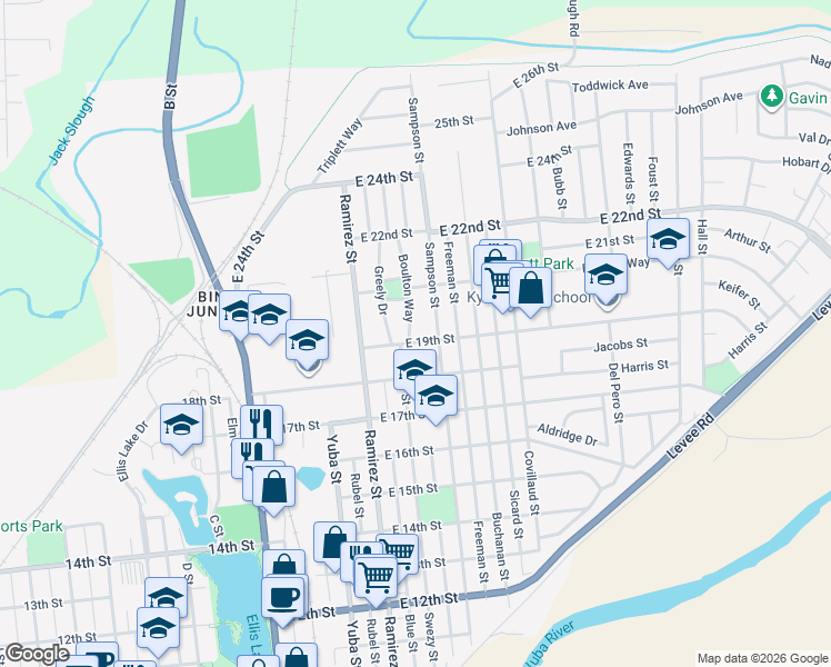 map of restaurants, bars, coffee shops, grocery stores, and more near 1924 Sampson Street in Marysville
