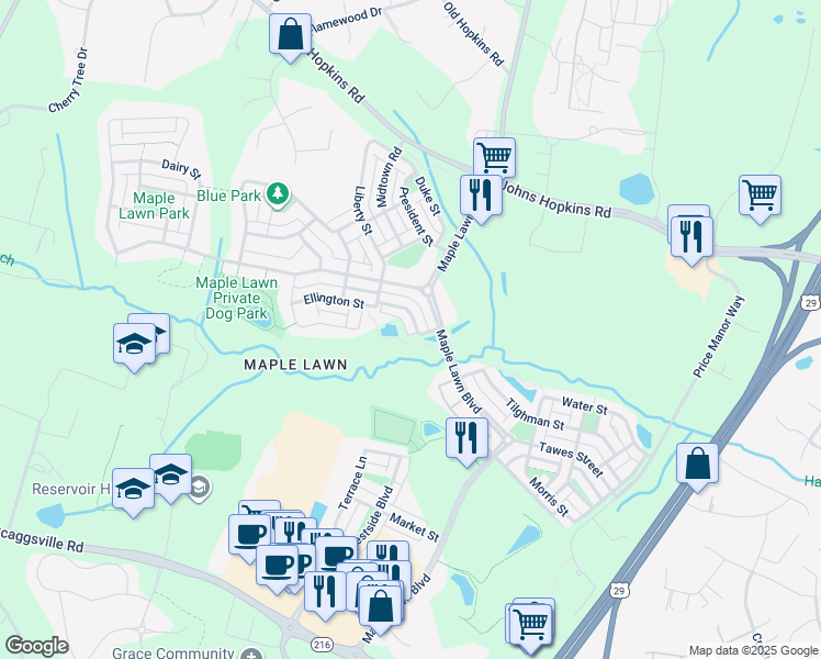 map of restaurants, bars, coffee shops, grocery stores, and more near 11246 Chase Street in Fulton