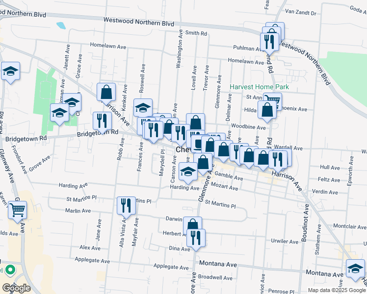 map of restaurants, bars, coffee shops, grocery stores, and more near in Cheviot