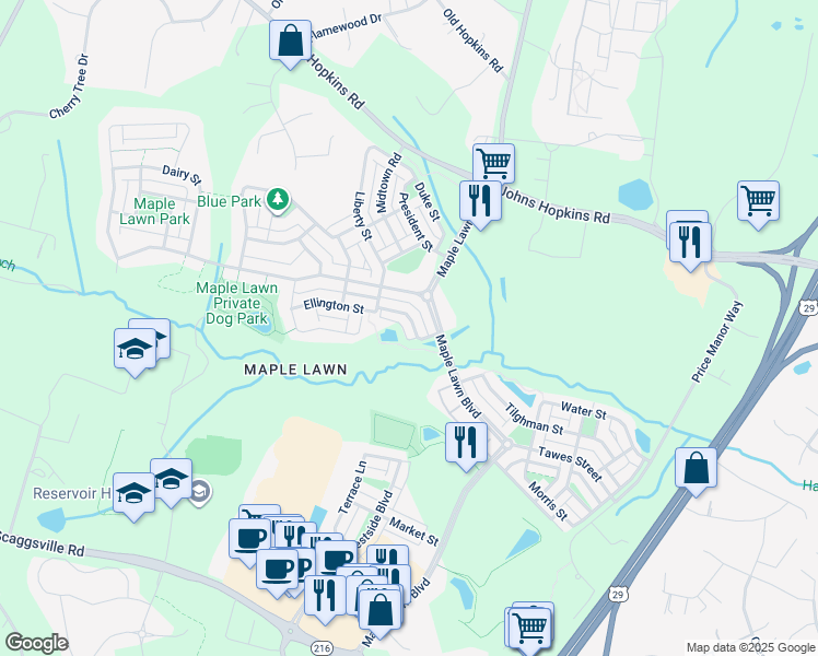 map of restaurants, bars, coffee shops, grocery stores, and more near 11246 Chase Street in Fulton