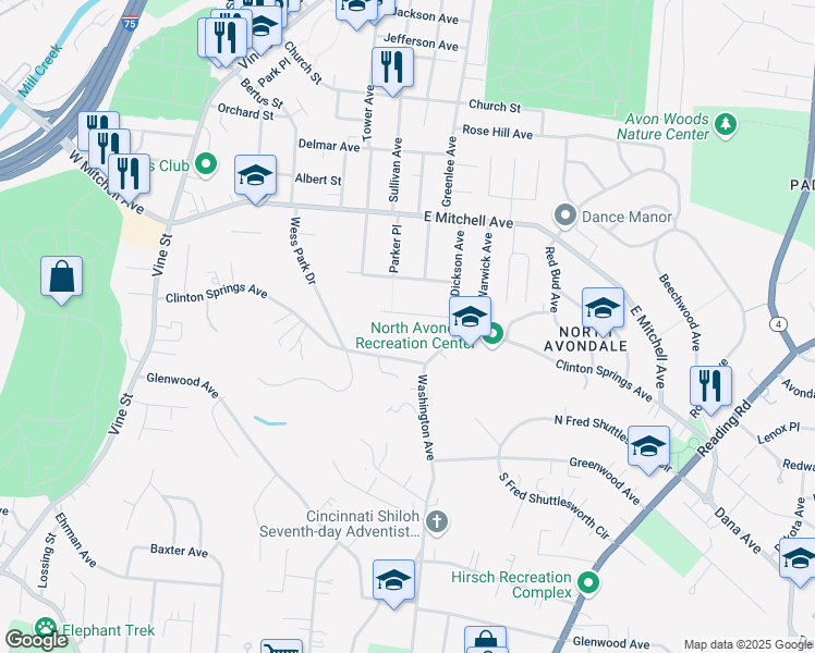 map of restaurants, bars, coffee shops, grocery stores, and more near 217 Sturgis Avenue in Cincinnati