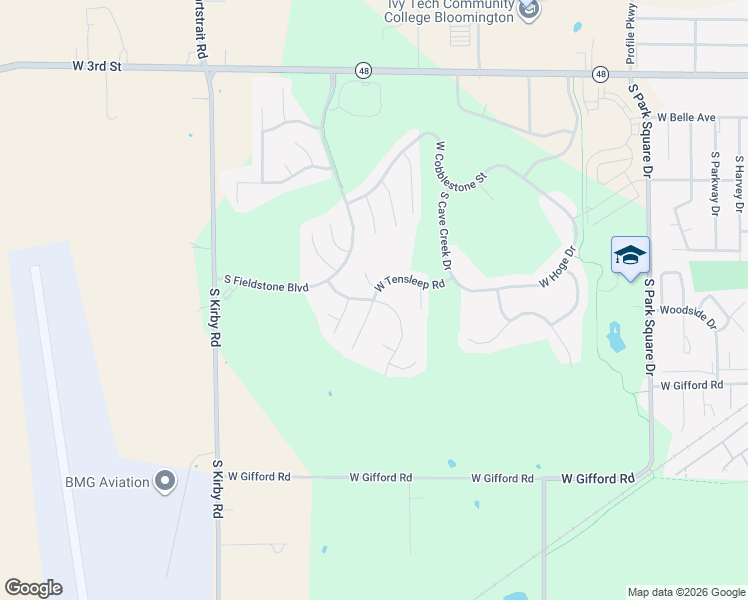 map of restaurants, bars, coffee shops, grocery stores, and more near West Tensleep Road in Bloomington