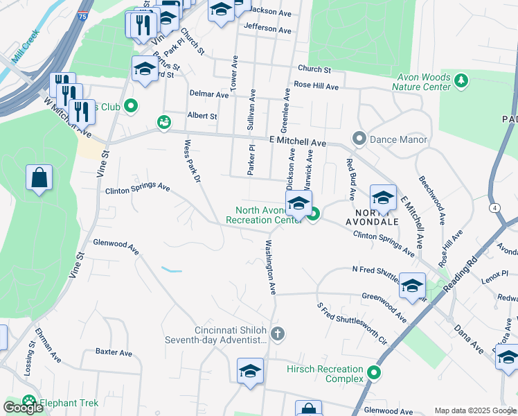 map of restaurants, bars, coffee shops, grocery stores, and more near 217 Sturgis Avenue in Cincinnati