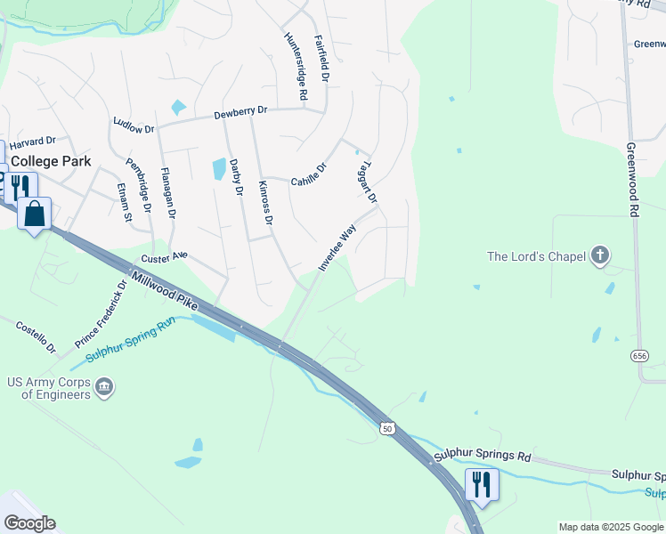 map of restaurants, bars, coffee shops, grocery stores, and more near 102 Edgar Lane in Winchester