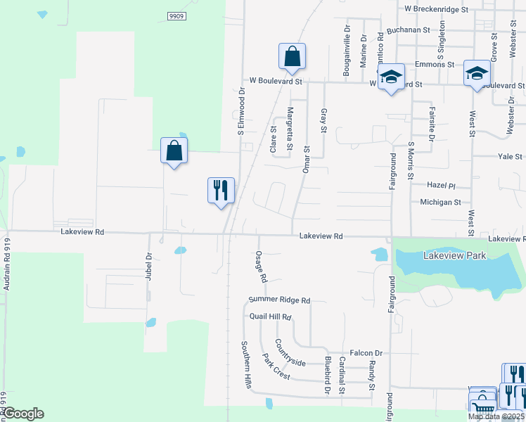 map of restaurants, bars, coffee shops, grocery stores, and more near 1822 Salem Street in Mexico