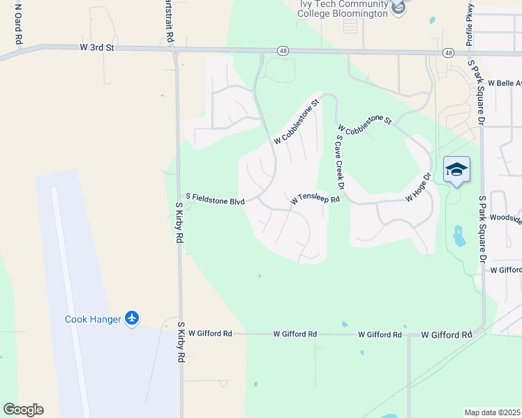 map of restaurants, bars, coffee shops, grocery stores, and more near 5683 West Bedrock Road in Bloomington