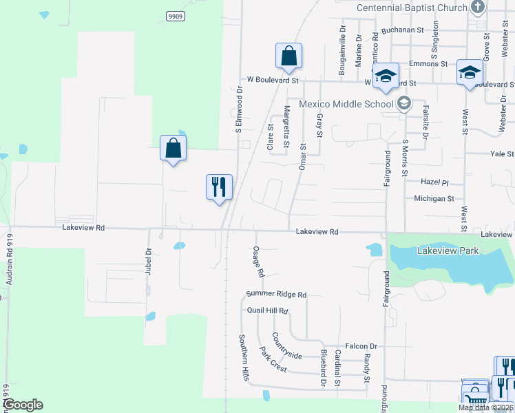 map of restaurants, bars, coffee shops, grocery stores, and more near 1822 Salem Street in Mexico