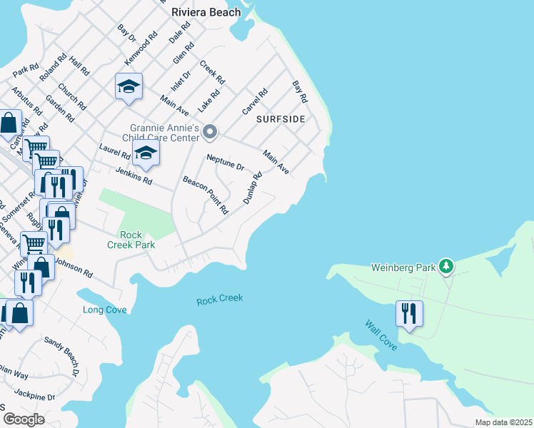 map of restaurants, bars, coffee shops, grocery stores, and more near 334 Bar Harbor Road in Pasadena