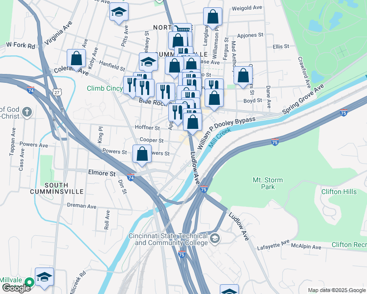 map of restaurants, bars, coffee shops, grocery stores, and more near 3928 Spring Grove Avenue in Cincinnati
