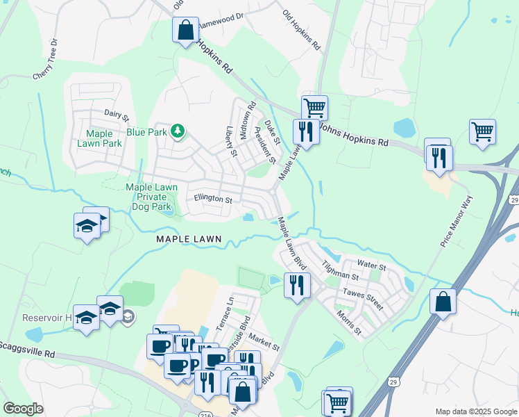 map of restaurants, bars, coffee shops, grocery stores, and more near 11234 Chase Street in Fulton