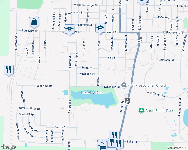 map of restaurants, bars, coffee shops, grocery stores, and more near 916 Michigan Street in Mexico