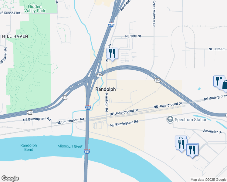map of restaurants, bars, coffee shops, grocery stores, and more near 508 East 6th Street in Randolph