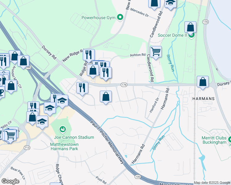map of restaurants, bars, coffee shops, grocery stores, and more near 5 Leeds Road in Hanover