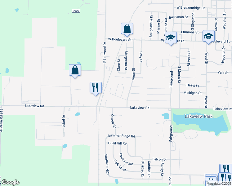 map of restaurants, bars, coffee shops, grocery stores, and more near 1822 Salem Street in Mexico