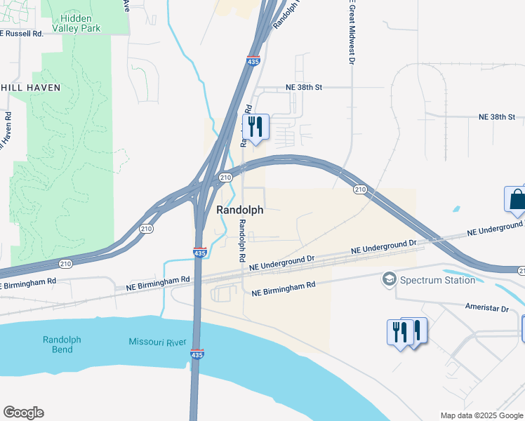 map of restaurants, bars, coffee shops, grocery stores, and more near 508 East 6th Street in Randolph