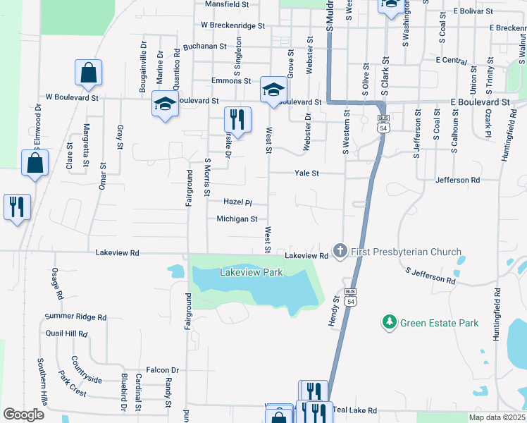 map of restaurants, bars, coffee shops, grocery stores, and more near 916 Michigan Street in Mexico