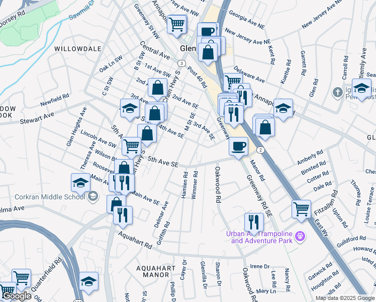 map of restaurants, bars, coffee shops, grocery stores, and more near 101 Independence Avenue Southeast in Washington