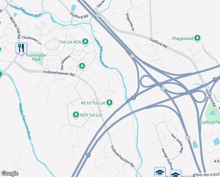 map of restaurants, bars, coffee shops, grocery stores, and more near 9465 Black Velvet Lane in Columbia