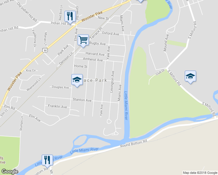 map of restaurants, bars, coffee shops, grocery stores, and more near 712 Lexington Avenue in Terrace Park