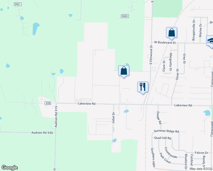 map of restaurants, bars, coffee shops, grocery stores, and more near Bassford Drive in Mexico