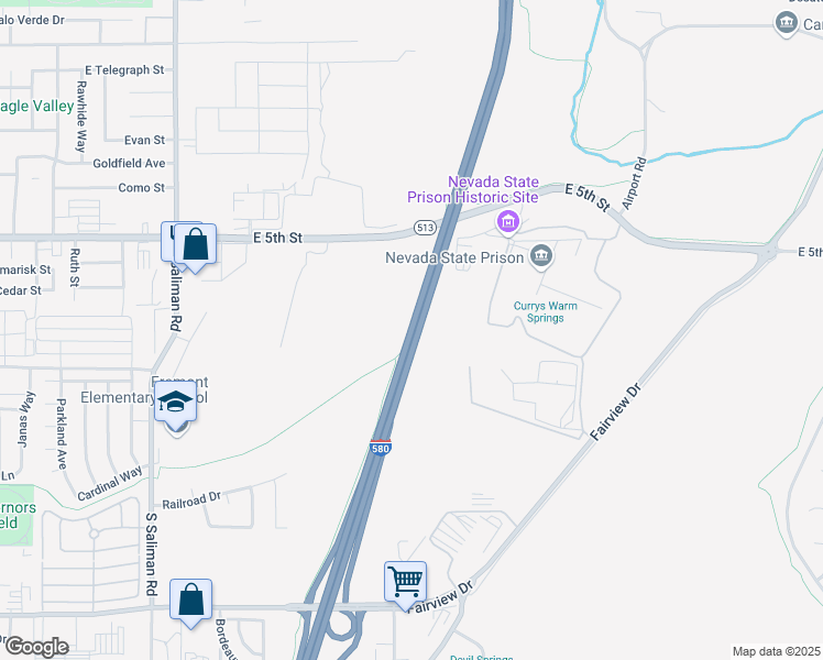 map of restaurants, bars, coffee shops, grocery stores, and more near Carson City Deputy Sheriff Carl Howell Memorial Freeway in Carson City