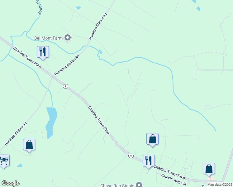 map of restaurants, bars, coffee shops, grocery stores, and more near 40228 Charles Town Pike in Hamilton