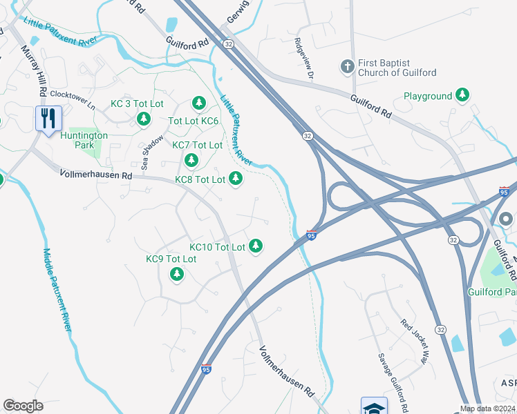 map of restaurants, bars, coffee shops, grocery stores, and more near 9466 Keepsake Way in Columbia