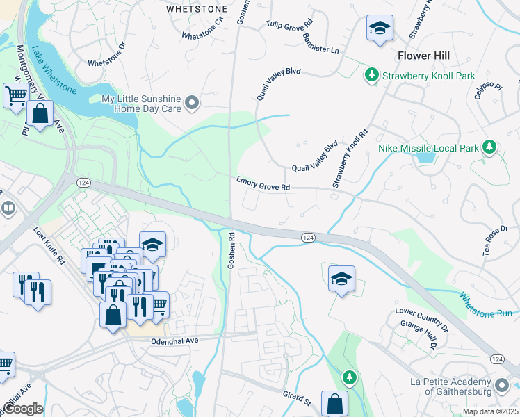map of restaurants, bars, coffee shops, grocery stores, and more near 63 Inkberry Circle in Gaithersburg