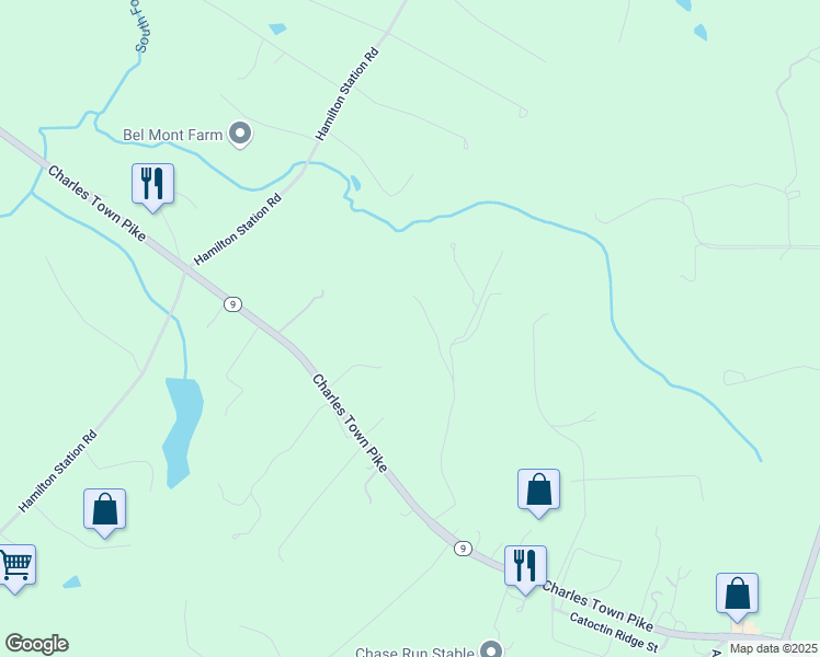 map of restaurants, bars, coffee shops, grocery stores, and more near 40228 Charles Town Pike in Hamilton