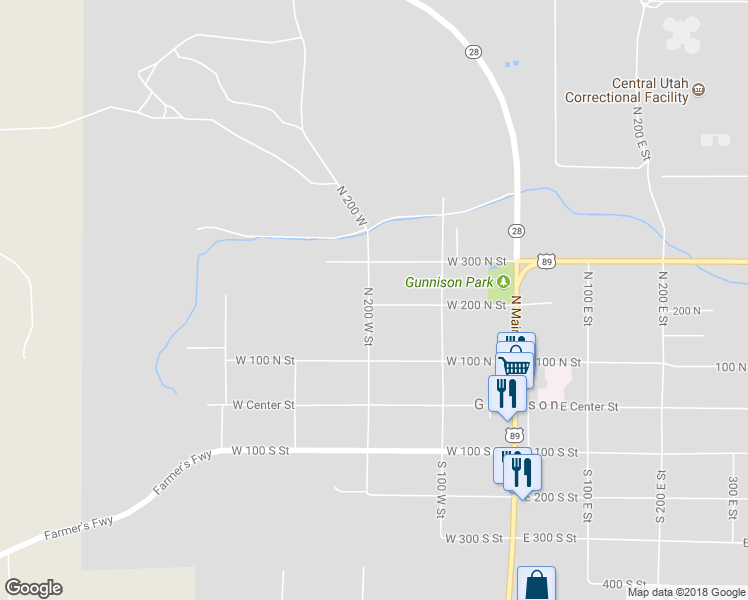 map of restaurants, bars, coffee shops, grocery stores, and more near 180 West 200 North Street in Gunnison