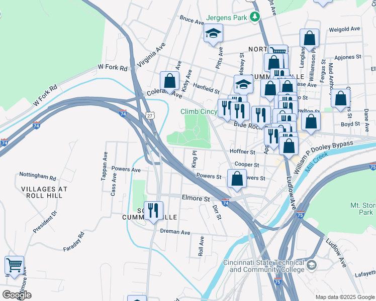 map of restaurants, bars, coffee shops, grocery stores, and more near 3946 Borden Street in Cincinnati