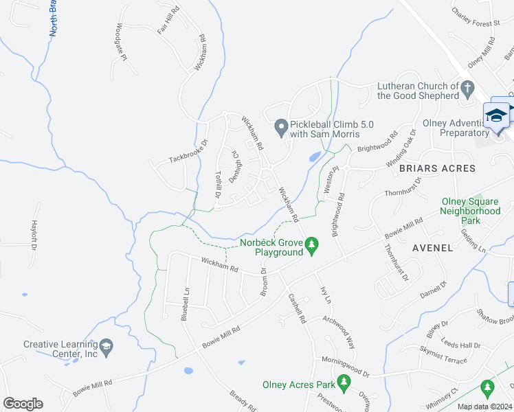 map of restaurants, bars, coffee shops, grocery stores, and more near 4834 Waltonshire Circle in Olney